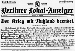 Anzeiger: First World War / WWI, Eastern Front, Treaty