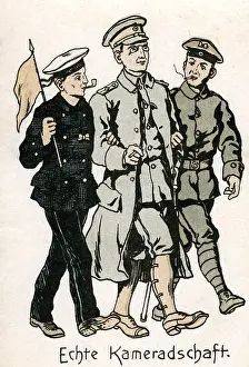 Comradeship: First World War / WWI, military postcards, postcard
