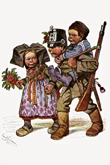 Landwehr: First World War / WWI, military postcards, postcard
