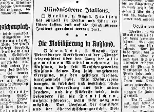 Russland: First World War / WWI, outbreak of the war, press