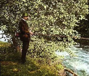 Hinges: Fisherman angling trouts at the Grosse Erlauf