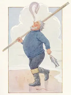 Balanced: Fisherman balancing an eel on his nose