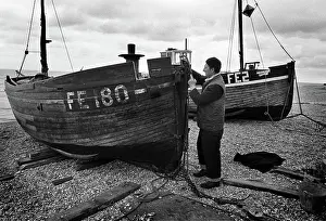 Hauled: Fisherman and boat, Dungeness, Kent - 2