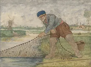 Sluice: A Fisherman Hauling in his Net