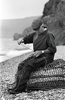 Stitching: Fisherman, wicker lobster pot, Seaton