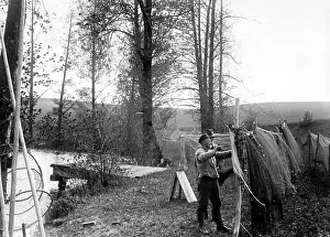 Masuria: Fishermen from Masuria dry their nets on the banks