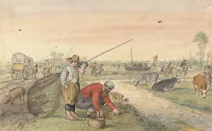 Avercamp: Fishermen with Nets along a Towpath