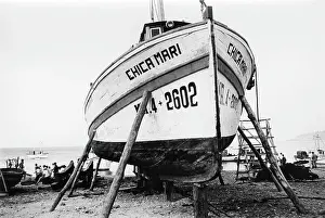 Propped: Fishing boat on the beach at Almunecar