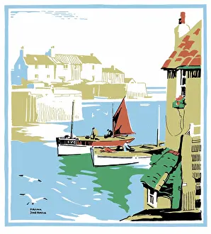 Five Colour: Fishing Boats in a Harbour