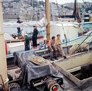 Moored: The Fishing fleet moored in Brixham Harbour, Devon