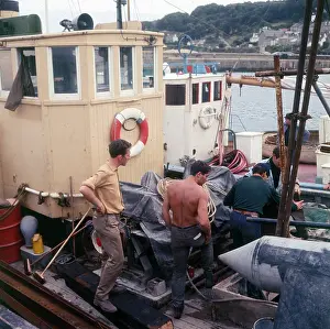 Moored: The Fishing fleet moored in Brixham Harbour, Devon