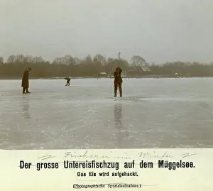 Mueggelsee: Fishing in winter in Berlin, 1909