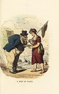 Rudolph Ackermann: A fishwife selling shellfish on a Kent beach