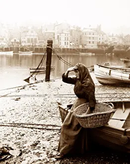 Fishwife: Fishwife waiting for her husband to return, Whitby
