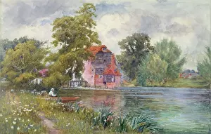 Walford: Fittleworth Mill ' river with figure in boat
