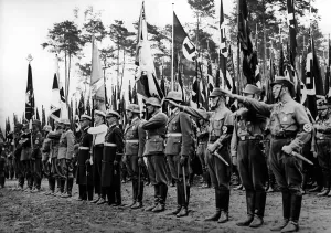 Stadion: Flag delegations for the laying of the foundation