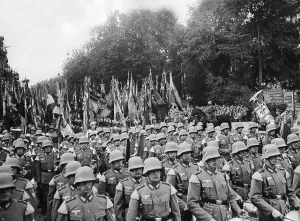 Drummers: Flag parade at the Nuremberg Rally, 1936