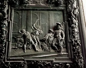 Scourging: Flagellation of Christ. Bronze. Relief