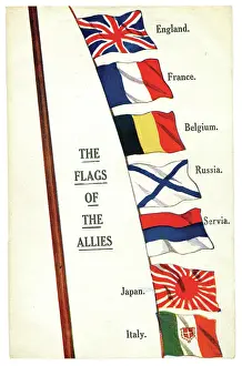 Flagstaff: Flags of the Allies run up a flagstaff