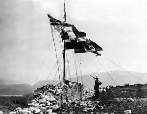 Shkoder: Flags of the great powers in Shkoder, 1913