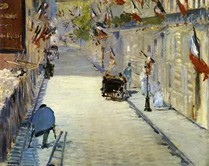 Crutches: Flags Line City Street, by Manet