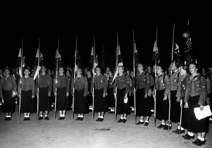 Handed: Flags presentation of the BDM in Berlin, 1936