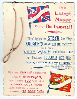 Steyn: Flags and string with comic verse on a Christmas card