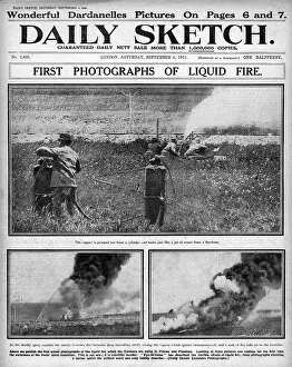 Flamethrower: Flamethrower in operation, WW1