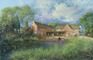 Flatford: Flatford Mill – with three white swans