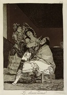 Fleeces: he fleeces him. Plate 35 of Los Caprichos