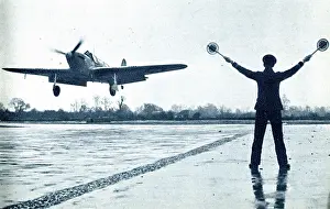 Practising: Fleet Air Arm plane practising deck landing, WW2