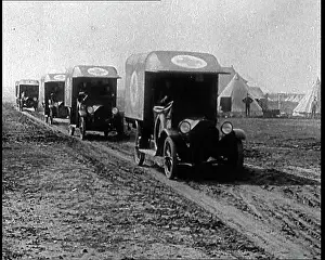 Motorised: A Fleet Of Motorised Field Ambulances Driving