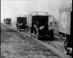 Motorised: A Fleet Of Motorised Field Ambulances Driving