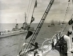 Departing: Fleet review with torpedo boats