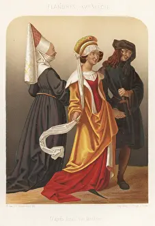 Xve Siecle: Three Flemish costumes, 15th century