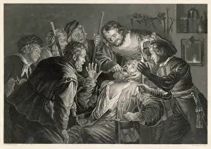 Dentistry: Flemish tooth-drawer with patient and audience