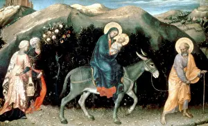 Bands: Flight into Egypt: Bible Matthew 2. Predella