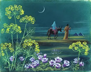 Haywood: Flight Into Egypt with flowers in foreground