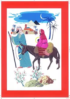 Haywood: Flight Into Egypt, pyramids in the distance