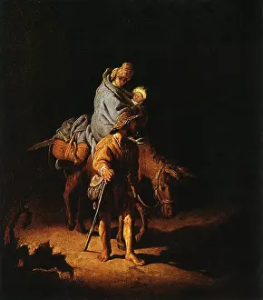 1627: Flight into Egypt, by Rembrandt