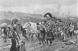 Serbians: Flight of Serbian refugees by Matania