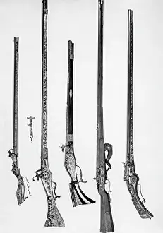 Flintlock: Flintlock rifles at an exhibition, 1937