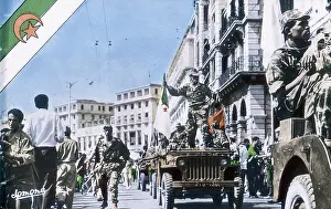 Algiers: FLN troops parade through Algiers during the Algerian