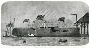 Medway: Floating H.M.S Sultan out of dock 1870