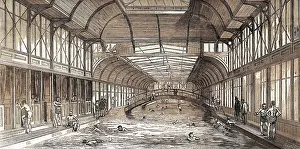Floating swimming bath in the Thames at Charing Cross