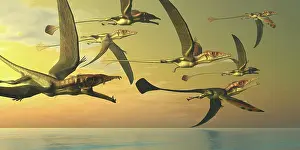 Eudimorphodon: A flock of Eudimorphodon flying reptiles