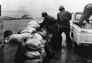 Trix: Flood helpers during rain typhoon, Kochi, 1st September 1971