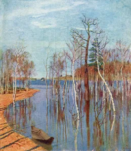 Inundation: Flooded river in the spring, Russia