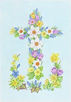 Crocuses: Floral Easter Cross - Spring Flowers