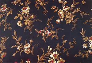 Centers: Floral pattern of light brown flowers with red centers